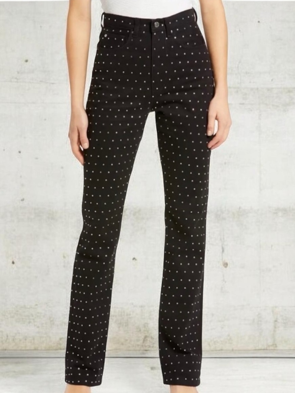 Gianni Bini Rhinestone High Waist Straight Leg Jeans